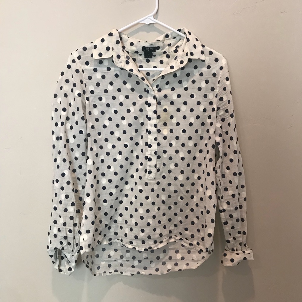 Jcrew navy polka dot button down